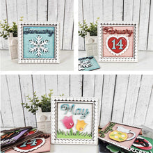 Load image into Gallery viewer, Twelve Month Sign Bundle Laser Cut File | Laser Cut File | Interchangeable Frame | All Year Sign Inserts | Sign SVG | Seasonal Sign Bundle