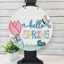 Load image into Gallery viewer, Hello Spring Door hanger SVG Laser File | Spring Laser Cut Files | Laser cut SVG | Glowforge | Spring Door Hanger svg | Spring svg