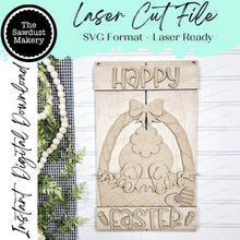 Load image into Gallery viewer, Happy Easter Bunny Butt Pallet Sign Door Hanger SVG File | Laser Cut File | Easter SVG File | Bunny Door Hanger svg | Spring SVG