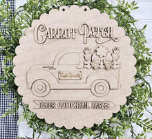 Load image into Gallery viewer, Carrot Patch Cottontail Farms Door hanger SVG Laser File | Easter Laser Cut File | Laser Cut SVG | Easter Truck Door Hanger
