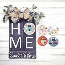 Load image into Gallery viewer, Four Seasons 3" round Interchangeable Rounds | Candy/Mason/Cookie Jar lid | Interchangeable Frame SVG | Round Seasonal Signs