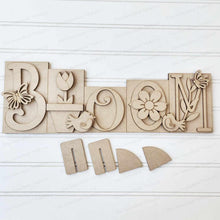 Load image into Gallery viewer, Bloom Spring Flowers Word Block SVG | Word Block SVG | SVG File | Laser Cut File | Glowforge | Mantle Decor svg | Spring svg