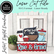Load image into Gallery viewer, Add-on for Interchangeable Window Box | Coffee Window Box Insert SVG | Laser Cut File | Window Box Shelf Sitter