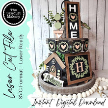Load image into Gallery viewer, Welcome Home Tiered Tray SVG File | Laser Cut File | Home SVG Home Sweet Home Laser File | Farmhouse SVG | Monogram Decor