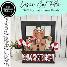 Load image into Gallery viewer, Add-on for Interchangeable Window Box | Gingerbread Baking Spirits Bright Window Box Insert SVG | Laser Cut File | Window Box Shelf Sitter