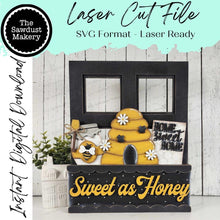 Load image into Gallery viewer, Add-on for Interchangeable Window Box | Sweet as Honey Bee Window Box Insert SVG | Laser Cut File | Window Box Shelf Sitter