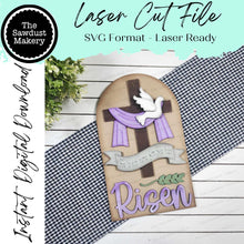 Load image into Gallery viewer, Interchangeable Large Arched Boho Sign Insert | He is Risen Arched Boho | Laser Cut File | Boho Signs | Seasonal Interchangeable SVG