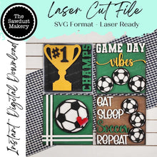 Load image into Gallery viewer, Soccer Sign Bundle Sign Laser SVG File | Laser Cut File | Interchangeable Frame | Leaning Frame SVG | Laser Cut Sports signs