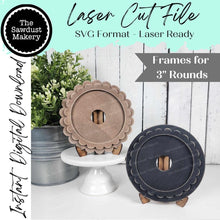 Load image into Gallery viewer, Decorative Interchangeable Scallop Frame Bundle SVG | Laser Cut File | Glowforge | 3" Round Insert Frame | Seasonal Interchangeable