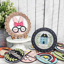 Load image into Gallery viewer, Decorative Interchangeable Scallop Frame Bundle SVG | Laser Cut File | Glowforge | 3.75" Round Insert Frame | Seasonal Interchangeable