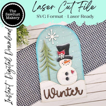 Load image into Gallery viewer, Interchangeable Large Arched Boho Sign Insert | Winter Snowman | SVG Laser Cut File | Boho Signs | Seasonal Interchangeable SVG