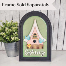 Load image into Gallery viewer, Interchangeable Large Arched Boho Sign Insert | Spring Birdhouse | SVG Laser Cut File | Boho Signs | Seasonal Interchangeable SVG