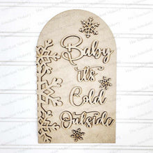 Load image into Gallery viewer, Interchangeable Large Arched Boho Sign Insert | Baby it's cold Outside | SVG Laser Cut File | Boho Signs | Seasonal Interchangeable SVG