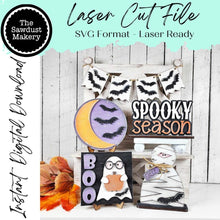 Load image into Gallery viewer, Spooky Season Decor Set SVG File | Laser Cut File | Mummy svg | Halloween | Ghost | Bat svg | Halloween laser Cut File