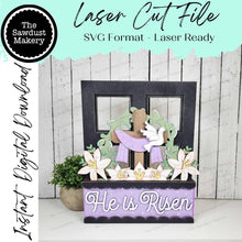 Load image into Gallery viewer, Add-on for Interchangeable Window Box | He is Risen Easter Window Box Insert SVG | Laser Cut File | Window Box Shelf Sitter