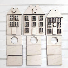 Load image into Gallery viewer, Primitive Saltbox House Votive Shelf Sitter SVG File | Laser Cut File | Saltbox SVG | Primitive SVG | Votive Candles | Home Decor svg
