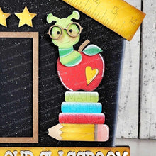 Load image into Gallery viewer, Interchangeable Welcome to our Classroom School House Sign Frame SVG | Laser Cut File | 4.25" sign Insert Frame | Seasonal Interchangeable