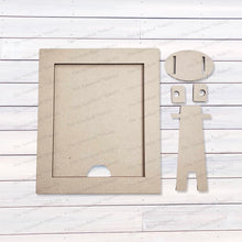 Load image into Gallery viewer, Primitive Farmhouse Frame Interchangeable Sign Holder | 5" x 6.25" Sign Holder | Sign Frame SVG | Laser Cut File | Interchangeable Frame
