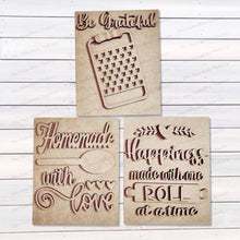 Load image into Gallery viewer, Primitive Home Kitchen Sign Bundle Laser Cut File | Interchangeable Frame | Primitive Kitchen Sign Inserts | 5" x 6.25" signs