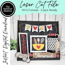 Load image into Gallery viewer, Primitive Kitchen Tiered Tray Decor Set SVG File | Laser Cut File | Home SVG | Primitive Laser File | Farmhouse SVG | Kitchen svg