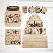 Load image into Gallery viewer, Hello Summer Decor Tiered Tray set SVG File | Laser Cut File | Glowforge | Sunshine | Popsicle svg | Sun | Summer SVG | Mason Jar svg