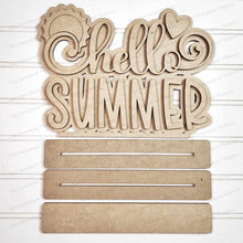 Load image into Gallery viewer, Hello Summer Word Art Shelf Sitter Standing Sign File SVG | Summer Laser Cut File | Summer Mantle decor | Summer Shelf Sitter SVG