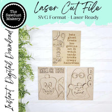 Load image into Gallery viewer, Spooky Season Sign Trio Bundle Laser Cut File | Interchangeable Frame | Halloween Sign Inserts | 5" x 6.25" signs
