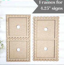 Load image into Gallery viewer, Decorative Interchangeable Double Window Scalloped Sign Holder | 4.25" Sign Holder | Scallop Scrolled Frame SVG | Interchangeable Frame