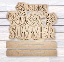 Load image into Gallery viewer, Summer Strawberry Word Art Shelf Sitter Standing File SVG | Summer Laser Cut File | Strawberry decor | Strawberry SVG
