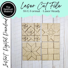 Load image into Gallery viewer, Prim Barn Quilt Vol 2 Sign Laser Cut File | Laser Cut File | Interchangeable Frame | Farmhouse Sign Inserts | Barn Quilt SVG | Primitive SVG