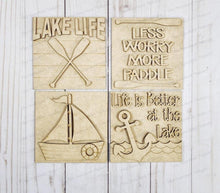 Load image into Gallery viewer, Lake Life Sign Bundle Laser Cut File | Laser Cut File | Interchangeable Frame | Farmhouse Sign Inserts | Lake SVG | Paddle SVG | Lake Signs