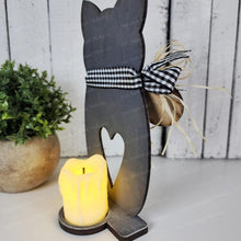 Load image into Gallery viewer, Prim Cat Halloween Fall Votive Shelf Sitter SVG File | Laser Cut File | Halloween SVG | Cat svg | Votive Candles | Spooky SVG