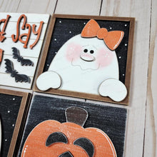 Load image into Gallery viewer, Just Say Boo Halloween Sign Bundle Laser Cut File | Farmhouse Interchangeable Leaning Sign Bundle SVG | Ghost SVG | Boo SVG