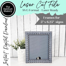 Load image into Gallery viewer, Bead Trim Frame Interchangeable Sign Holder | 5" x 6.25" Sign Holder | Sign Frame SVG | Laser Cut File | Interchangeable Frame