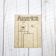 Load image into Gallery viewer, American Firework Sign Laser Cut File | Interchangeable Frame | 4th of July Sign Insert | 5" x 6.25" sign