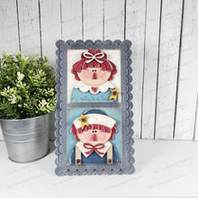 Load image into Gallery viewer, Primitive Americana Raggedy Ann & Andy Sign Laser Cut File | Laser Cut File | Interchangeable Frame | Americana SVG | Primitive SVG