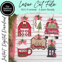 Load image into Gallery viewer, Country Farmhouse Christmas Ornament Set Laser Cut SVG File | Christmas Ornaments | Laser SVG File | Barn svg | Christmas Truck SVG