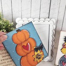 Load image into Gallery viewer, Autumn Fall Scarecrow Trio Sign Bundle Laser Cut File | Interchangeable Frame | Fall Sign Inserts | 5" x 6.25" signs