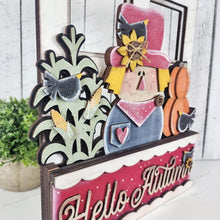 Load image into Gallery viewer, Add-on for Interchangeable Window Box | Scarecrow Hello Autumn Window Box Insert SVG | Laser Cut File | Window Box Shelf Sitter