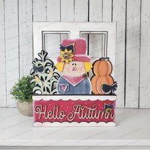 Load image into Gallery viewer, Add-on for Interchangeable Window Box | Scarecrow Hello Autumn Window Box Insert SVG | Laser Cut File | Window Box Shelf Sitter