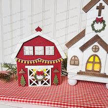 Load image into Gallery viewer, Farmhouse Christmas Votive Shelf Sitter SVG File | Laser Cut File | Christmas SVG | Barn SVG | Votive Candles | Christmas Lantern svg