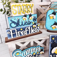 Load image into Gallery viewer, Firefly Summer Decor Tiered Tray set SVG File | Laser Cut File | Glowforge | Firefly svg | Summer svg | Mason Jar SVG | Summer Shelf Sitters