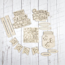Load image into Gallery viewer, Firefly Summer Decor Tiered Tray set SVG File | Laser Cut File | Glowforge | Firefly svg | Summer svg | Mason Jar SVG | Summer Shelf Sitters