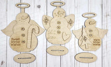 Load image into Gallery viewer, Snowmen Angel Shelf Sitters SVG File | Laser Cut File | Christmas SVG | Snowman svg | Angel svg | Candy Cane SVG