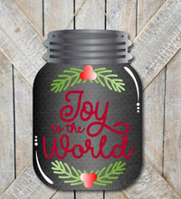 Load image into Gallery viewer, Joy to the World Mason Jar Door Hanger SVG File | Laser Cut File | Christmas SVG File | Door Hanger svg | Joy SVG | Mason Jar svg