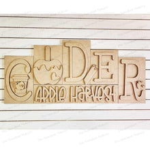 Load image into Gallery viewer, Cider Apple Harvest Word Block SVG | Word Block SVG | SVG File | Laser Cut File | Glowforge | Mantle Decor svg | Autumn Carmel Apple svg