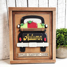 Load image into Gallery viewer, Autumn Apple Cider Trio Sign Bundle Laser Cut File | Interchangeable Frame | Fall Sign Inserts | 5" x 6.25" signs