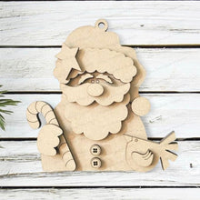 Load image into Gallery viewer, Santa with Bird Ornament SVG File | Laser Cut File | Prim Santa Christmas Ornament SVG | Ornament SVG | Santa Claus Laser Svg