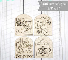 Load image into Gallery viewer, Hot Cocoa Winter Mini Arch Sign Set SVG Sign Bundle | Seasonal Interchangeable Mini Sign Bundle | SVG Laser Cut File | Boho Signs