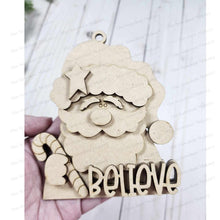 Load image into Gallery viewer, Believe Santa Ornament SVG File | Laser Cut File | Prim Santa Christmas Ornament SVG | Ornament SVG | Santa Claus Laser Svg
